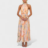 MIVA | Abstract Halter Maxi Dress